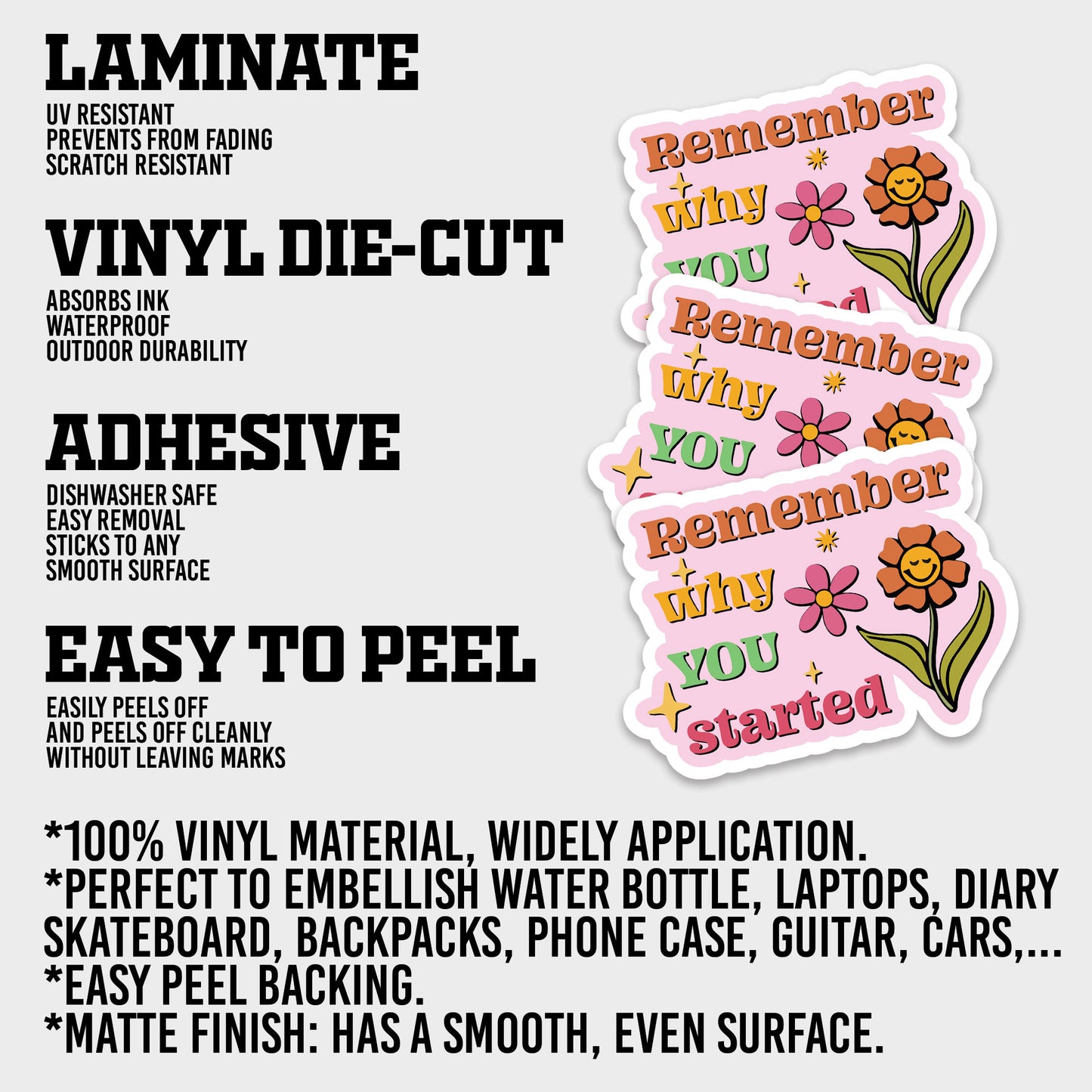 Remember Why You Started Sticker, Nurse Stickers, Nursing Medical Funny Doctor Heathcare Vinyl Decals, Waterproof, UV Resistant, Suitable for Tumbler, Laptop, Car