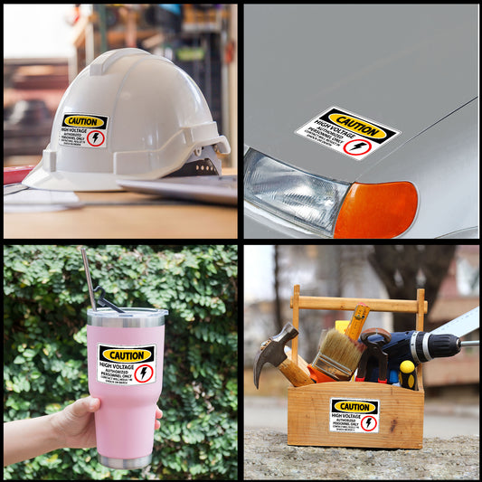 Caution High Voltage Stickers Shock Or Death Warning Eliectrician Stickers Waterproof Vinyl Decals for Car Truck Laptop Helmet Water Bottles Bicycle Luggage Stickers