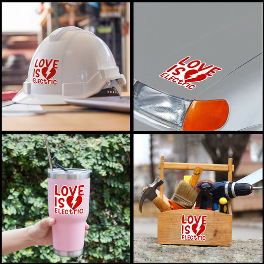 Love Is Electric Sticke For Men Electrician Funny Lineman Stickers Waterproof Vinyl Decals for Car Truck Laptop Helmet Water Bottles Bicycle Luggage Stickers