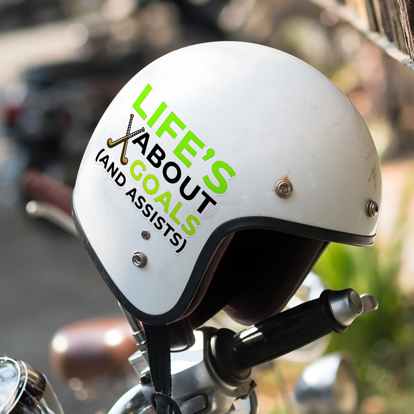 Lifes About Goal And Assists Sticker Funny Hockey Sport Motivational Stickers Waterproof Vinyl Decals for Car Truck Laptop Helmet Water Bottles Bicycle Luggage Stickers