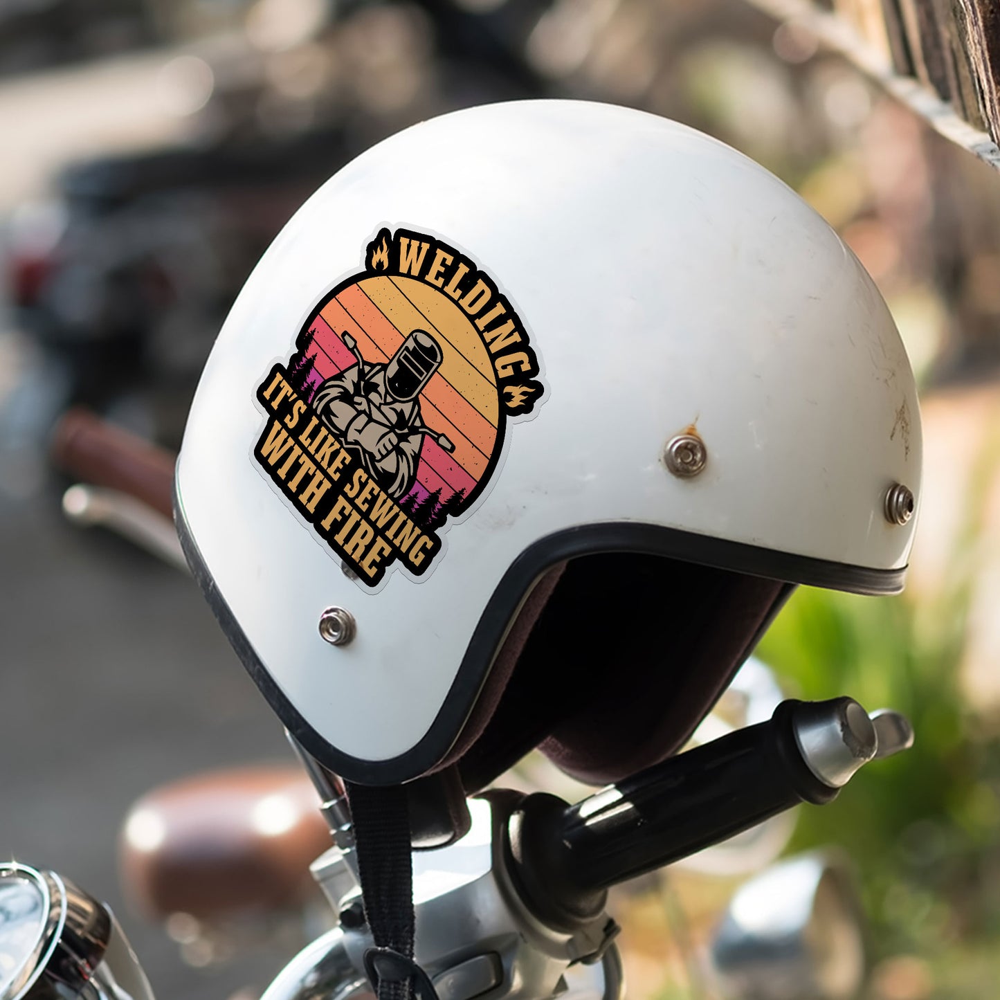 Welding Its Like Sewing With Fire Sticker Funny Welding Repair Man Quote Stickers Waterproof Vinyl Decals for Car Truck Laptop Helmet Water Bottles Bicycle Luggage Stickers