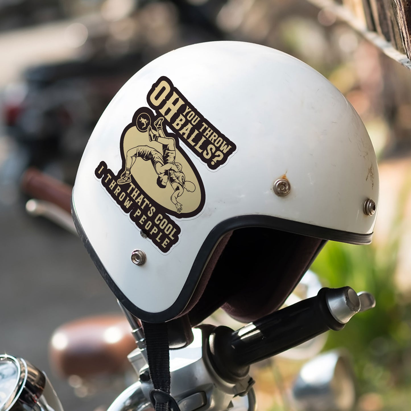 Oh You Throw Balls Thats Cool I Throw People Sticker Wrestling Wrestler Joke Stickers Waterproof Vinyl Decals for Car Truck Laptop Helmet Hardhats Water Bottles Bicycle Luggage, Blue Collar Stickers