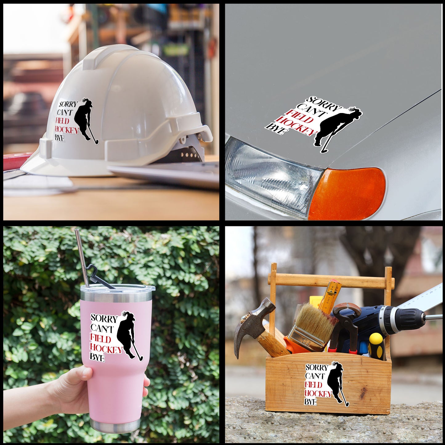 Sorry Cant Field Hockey Bye Stickers Funny Hockey Sport Saying Sticker Waterproof Vinyl Decals for Car Truck Laptop Helmet Water Bottles Bicycle Luggage Stickers