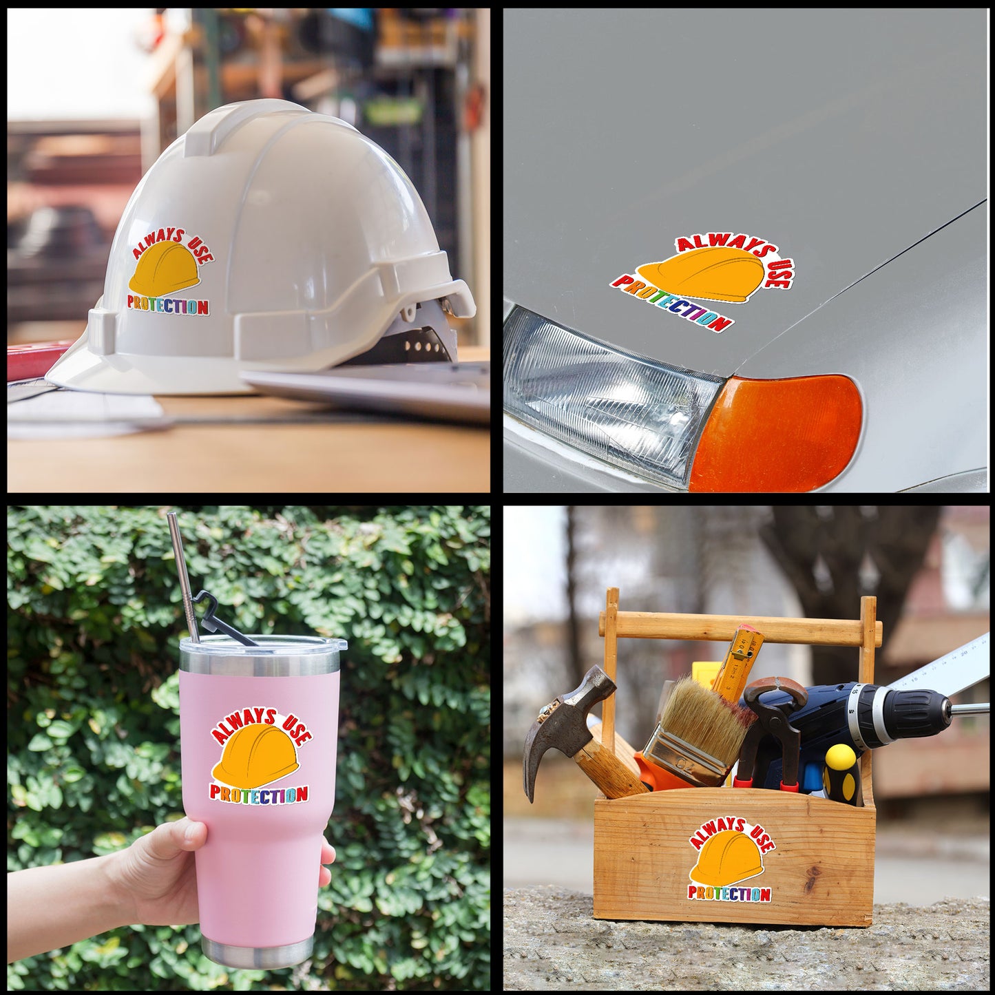 Always Use Protection Hardhat Stickers Funny Blue Collar Stickers Waterproof Vinyl Decals for Hard HatLaptop Helmet Water Bottle Stickers