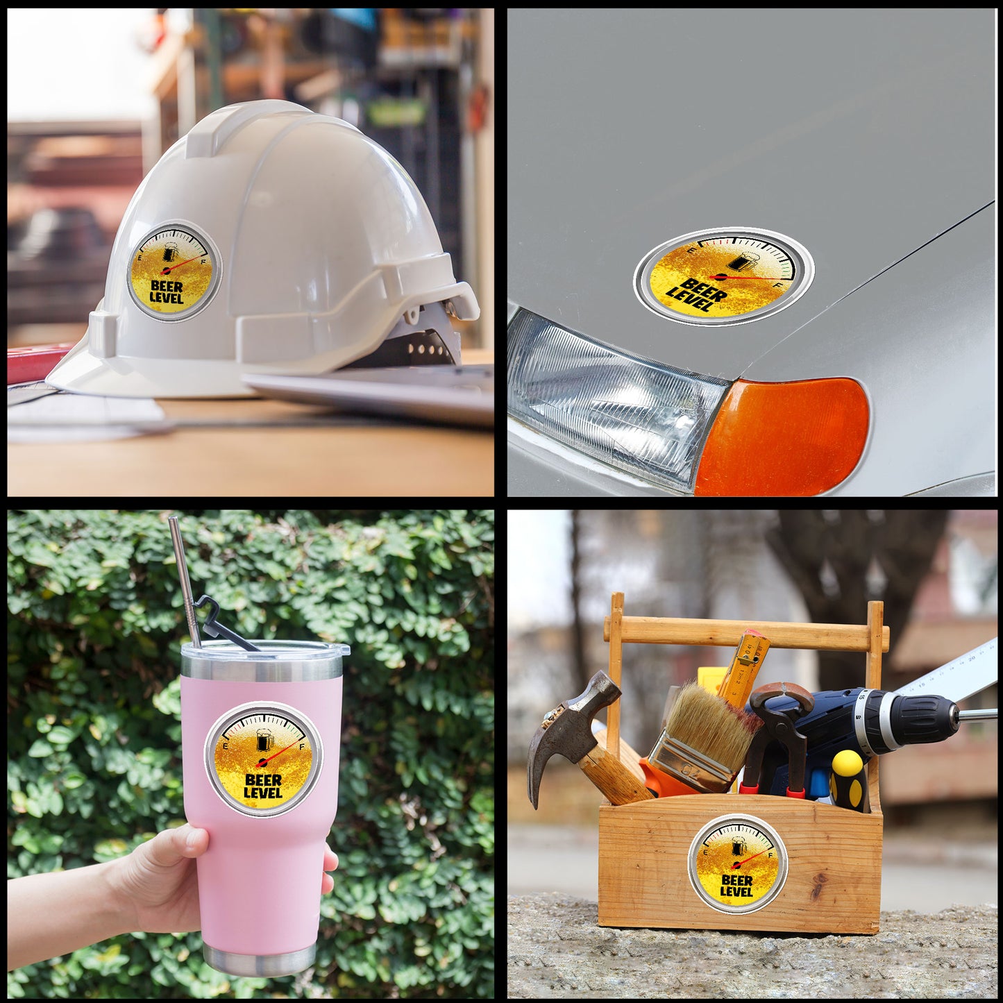 Beer Levels Full Funny Stickers Funny Beer Love Warning Stickers Waterproof Vinyl Decals for Hard Hat Car Truck Laptop Helmet Water Bottle Stickers