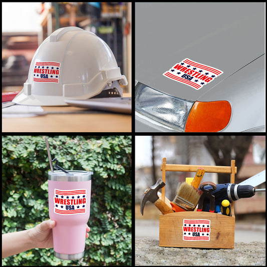 Wrestling USA Sticker Funny Wrestling Motivational Sport Stickers Waterproof Vinyl Decals for Car Truck Laptop Helmet Hardhats Water Bottles Bicycle Luggage, Blue Collar Stickers
