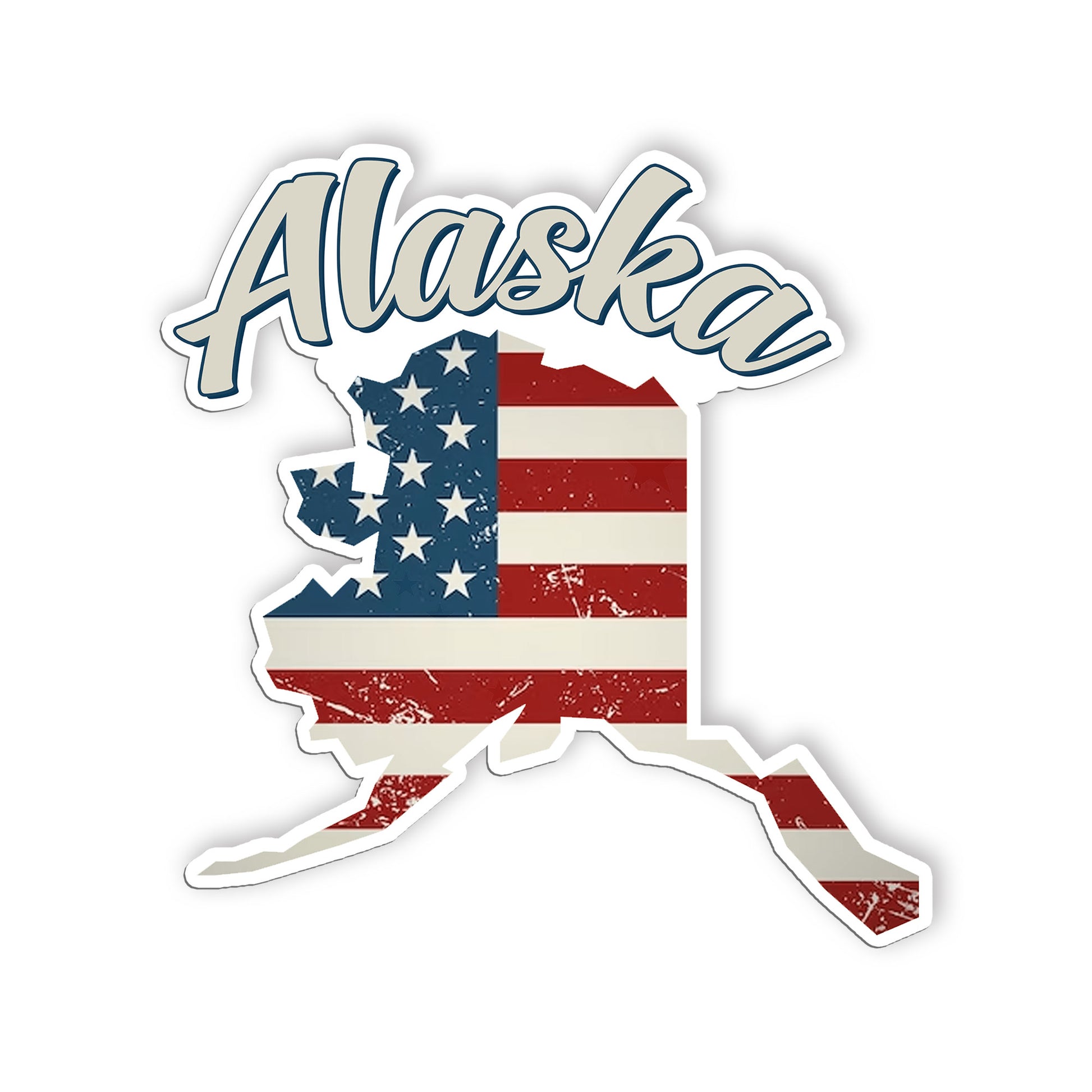 Alaska Stickers  US State Shaped Map Stickers, Vintage American Flag Patriotic V