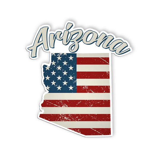 Arizona Stickers  US State Shaped Map Stickers, Vintage American Flag Patriotic 