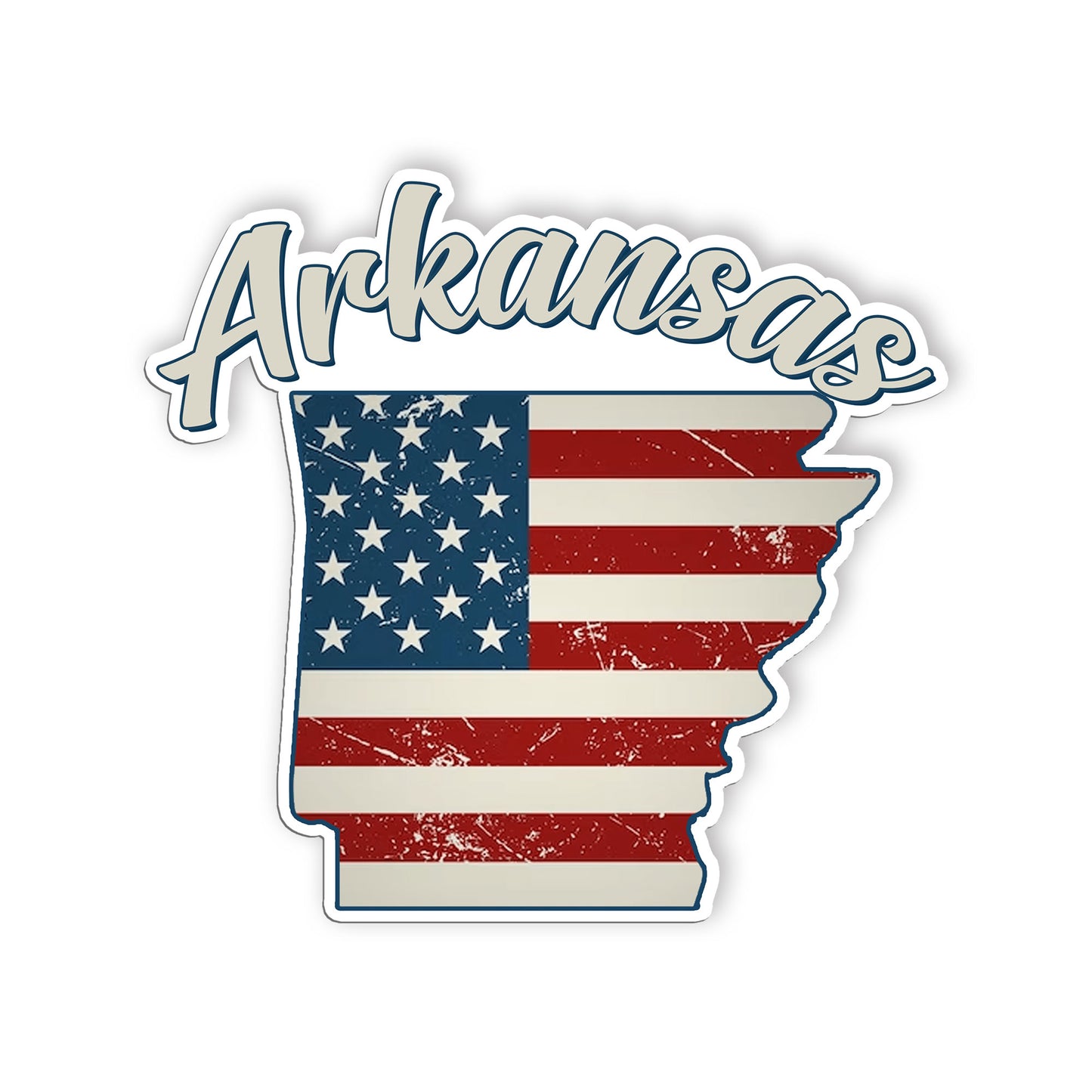 Arkansas Stickers  US State Shaped Map Stickers, Vintage American Flag Patriotic