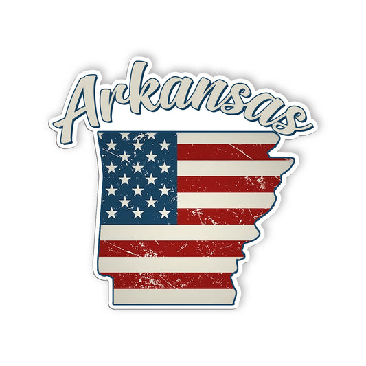 Arkansas Stickers  US State Shaped Map Stickers, Vintage American Flag Patriotic