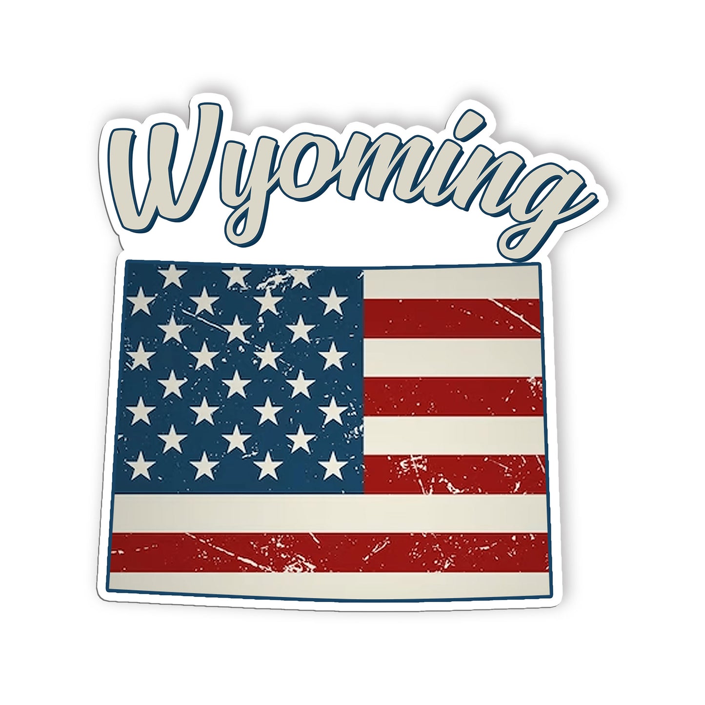 Wyoming Stickers  US State Shaped Map Stickers, Vintage American Flag Patriotic 