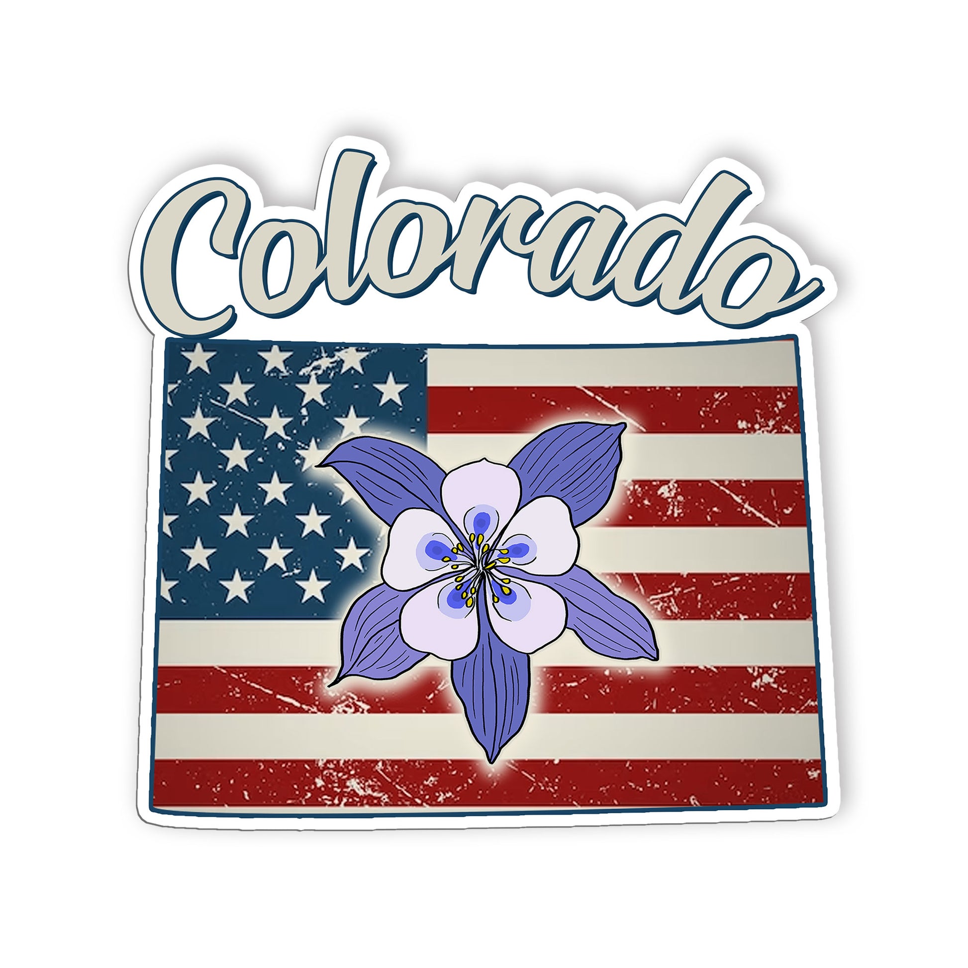 Colorado State Flowers Stickers  US State Shaped Map Stickers, Vintage American 