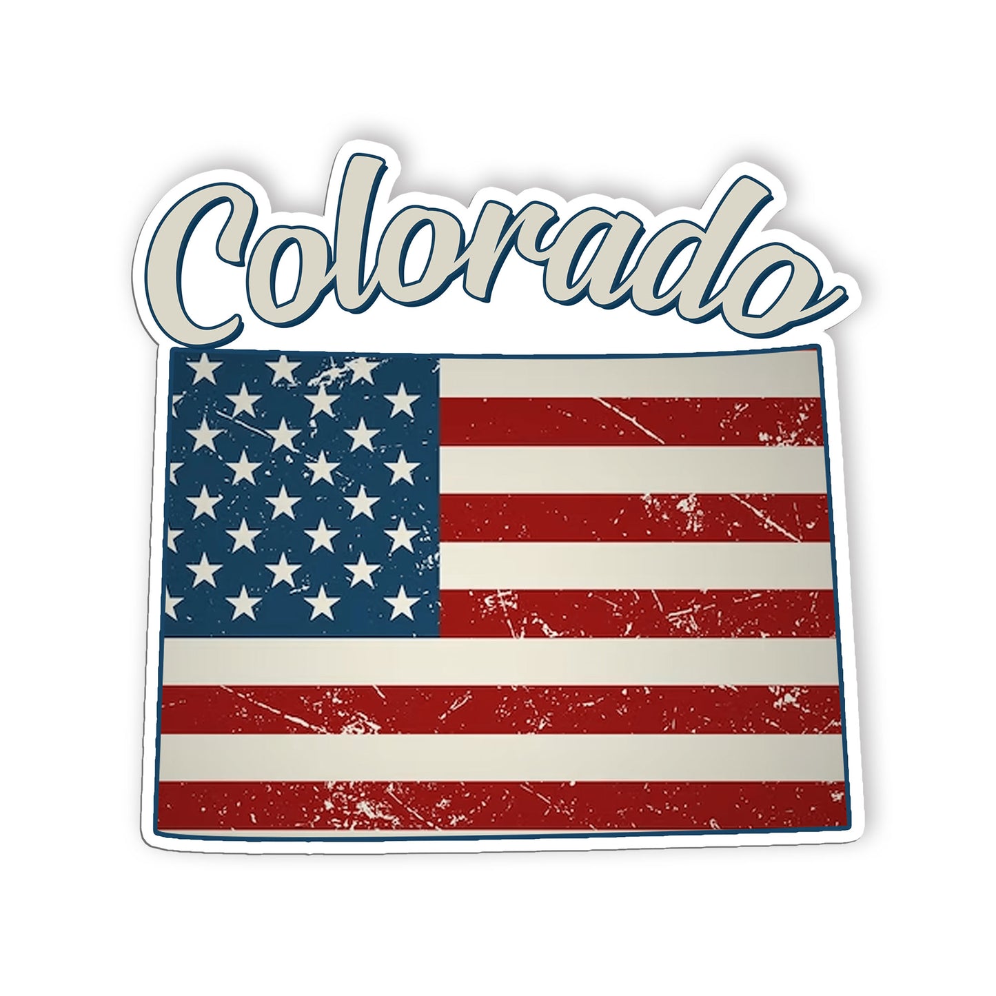 Colorado Stickers  US State Shaped Map Stickers, Vintage American Flag Patriotic