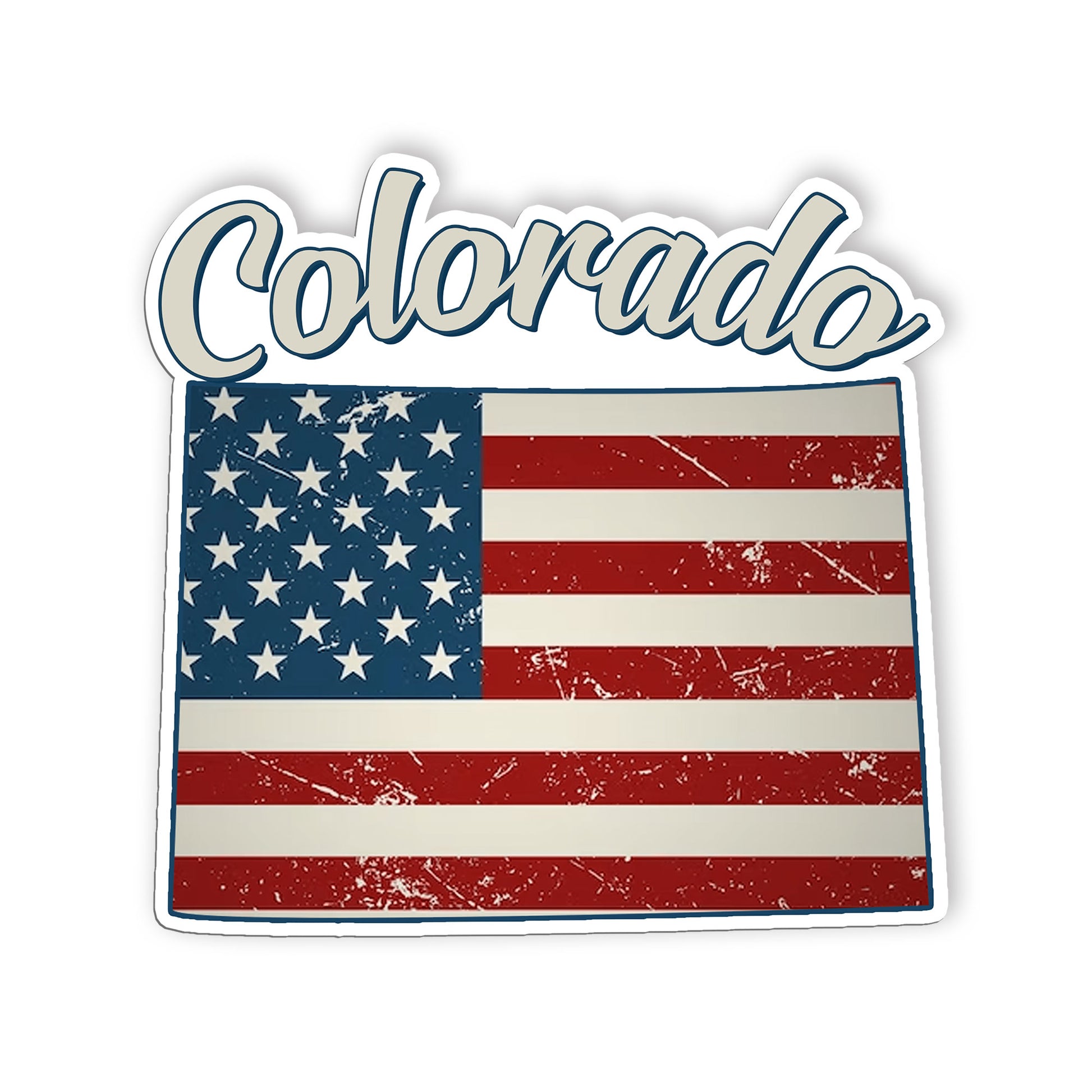 Colorado Stickers  US State Shaped Map Stickers, Vintage American Flag Patriotic