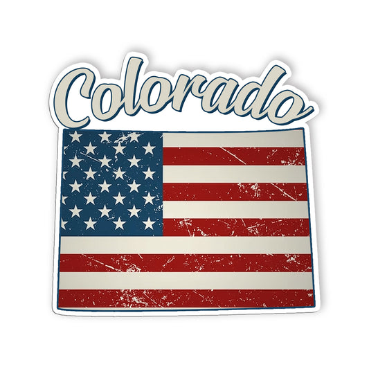 Colorado Stickers  US State Shaped Map Stickers, Vintage American Flag Patriotic