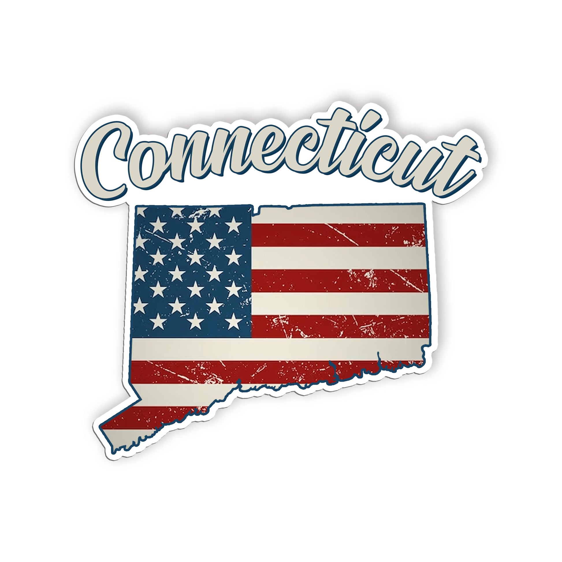 Connecticut Stickers  US State Shaped Map Stickers, Vintage American Flag Patrio