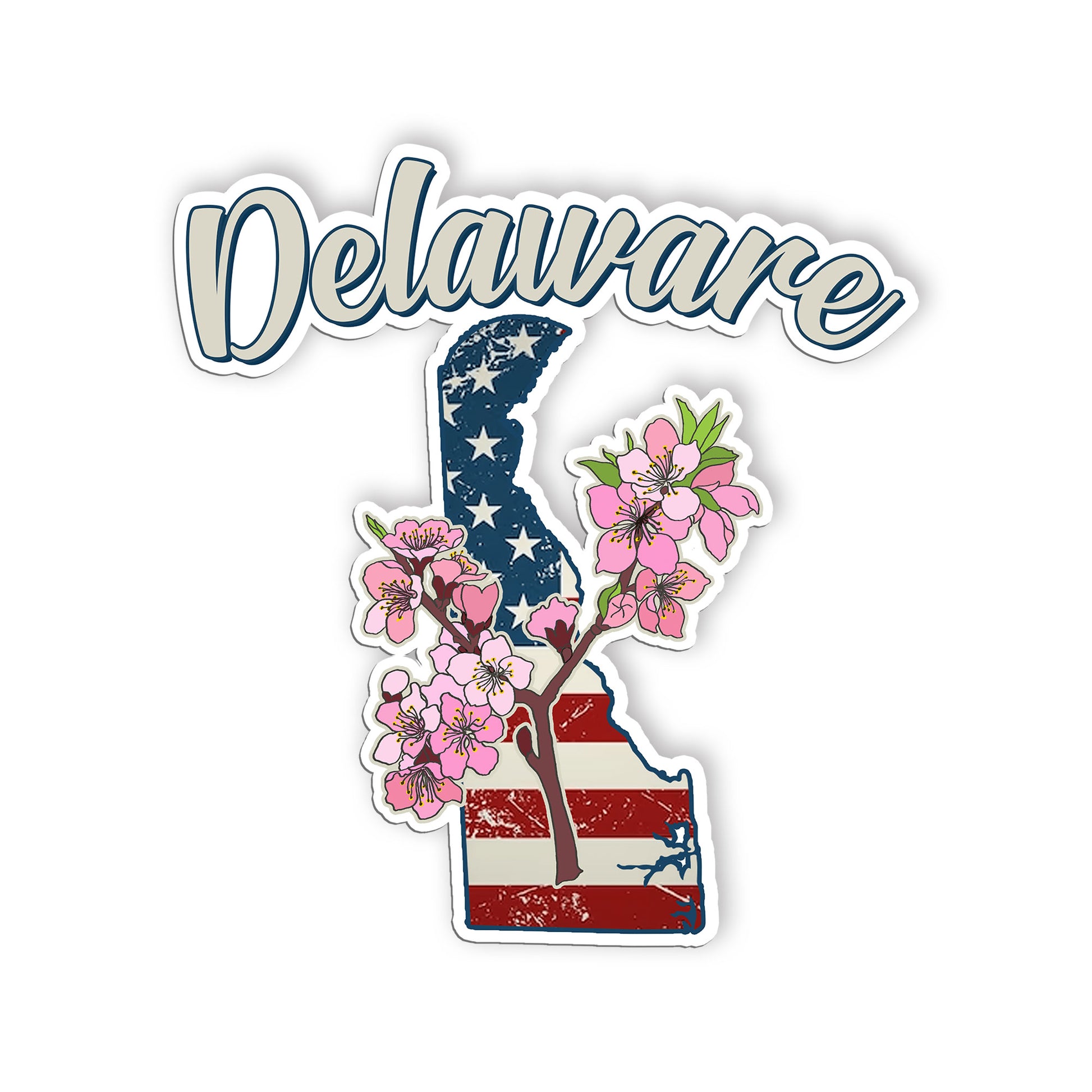 Delavare State Flower Stickers  US State Shaped Map Stickers, Vintage American F