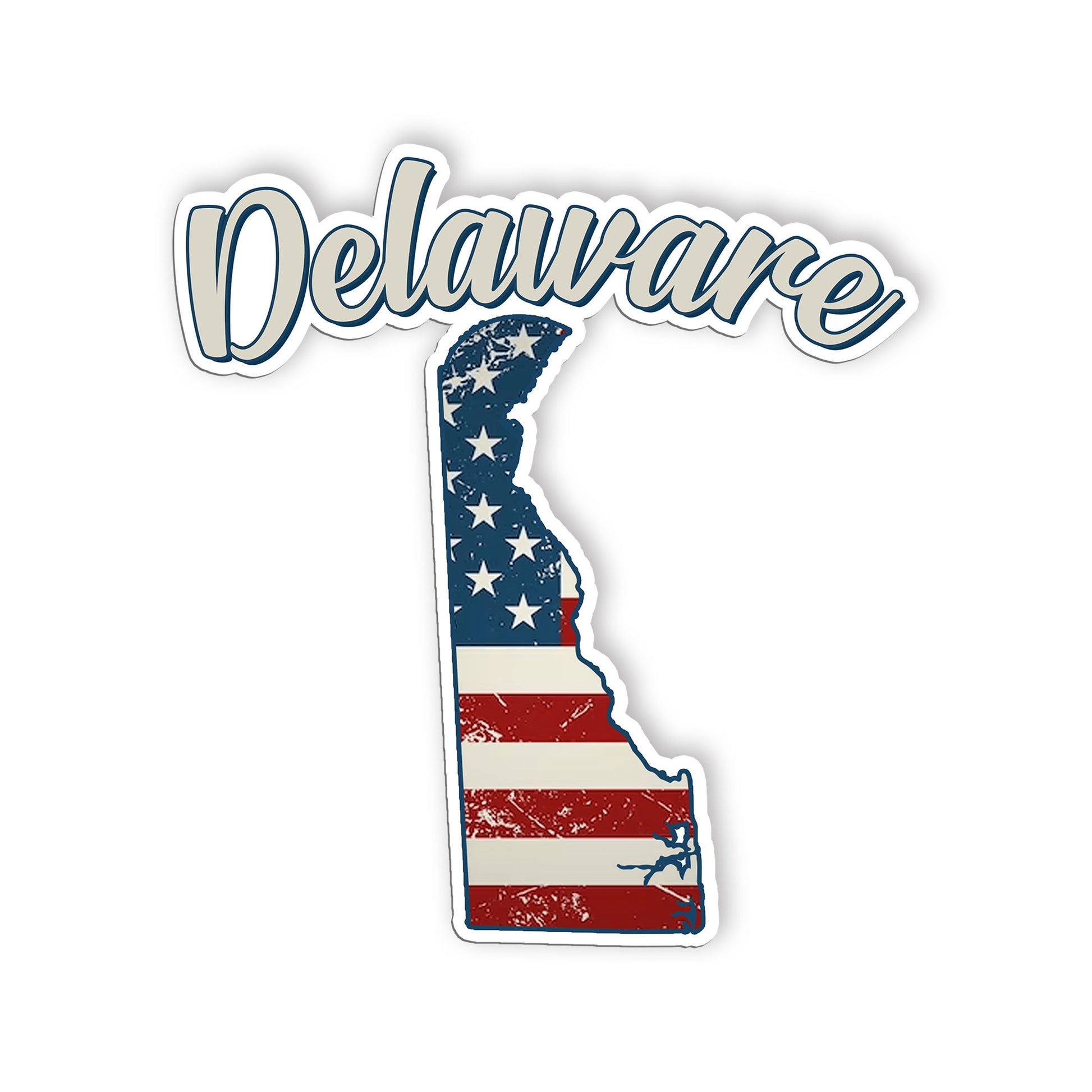 Delavare Stickers  US State Shaped Map Stickers, Vintage American Flag Patriotic