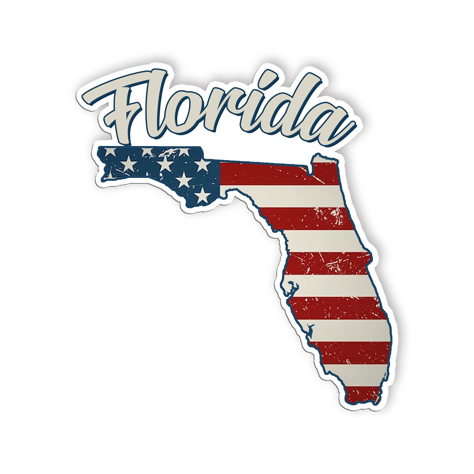 Florida Stickers  US State Shaped Map Stickers, Vintage American Flag Patriotic 
