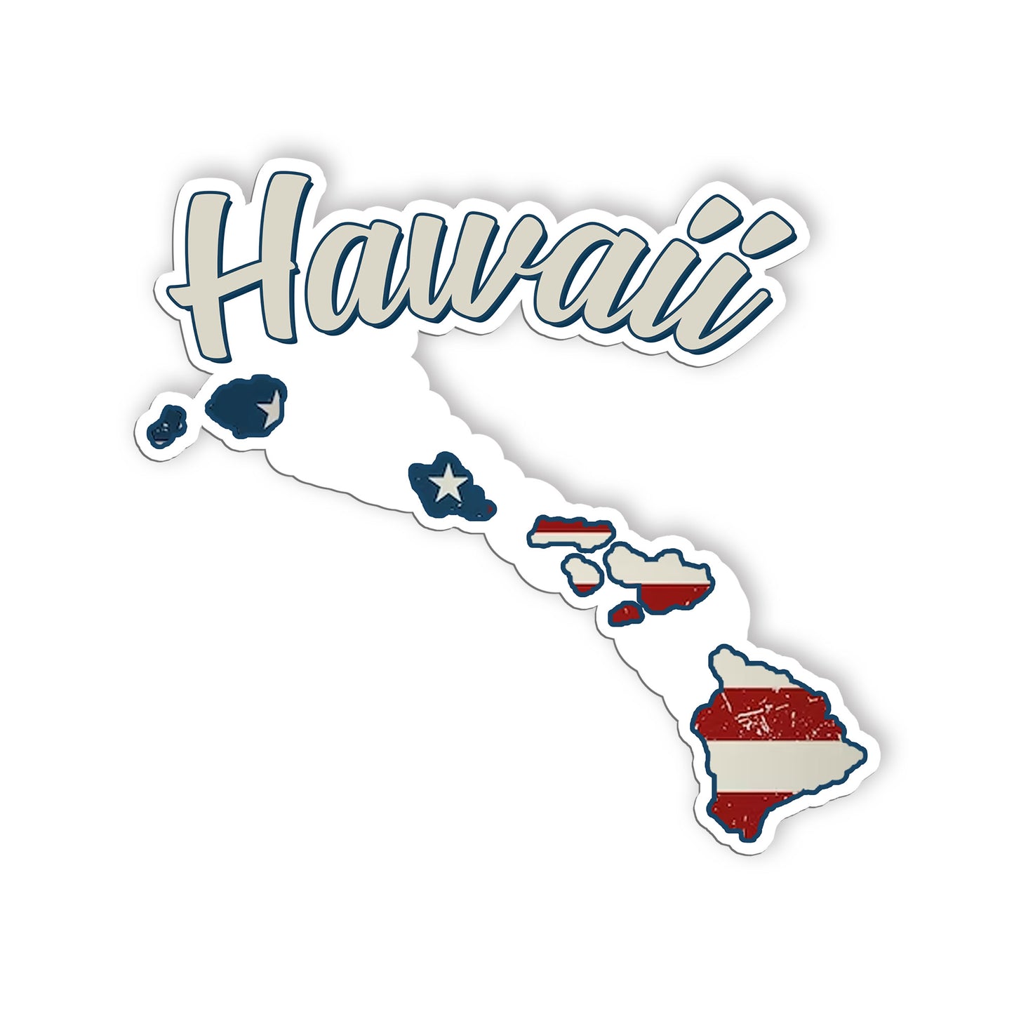 Hawaii Stickers  US State Shaped Map Stickers, Vintage American Flag Patriotic V
