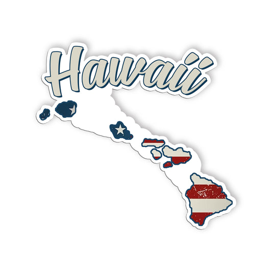 Hawaii Stickers  US State Shaped Map Stickers, Vintage American Flag Patriotic V
