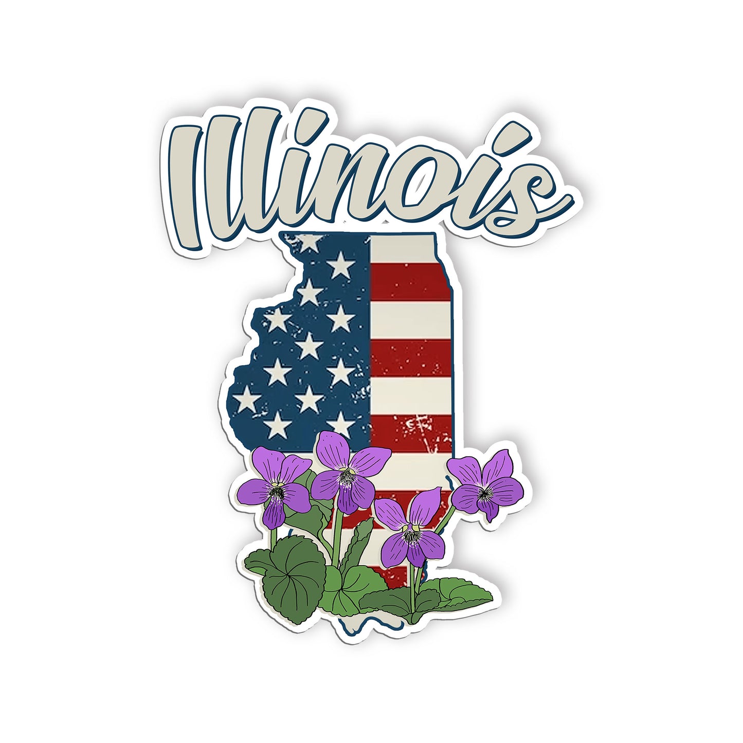 Illinois State Flowers Stickers  US State Shaped Map Stickers, Vintage American 