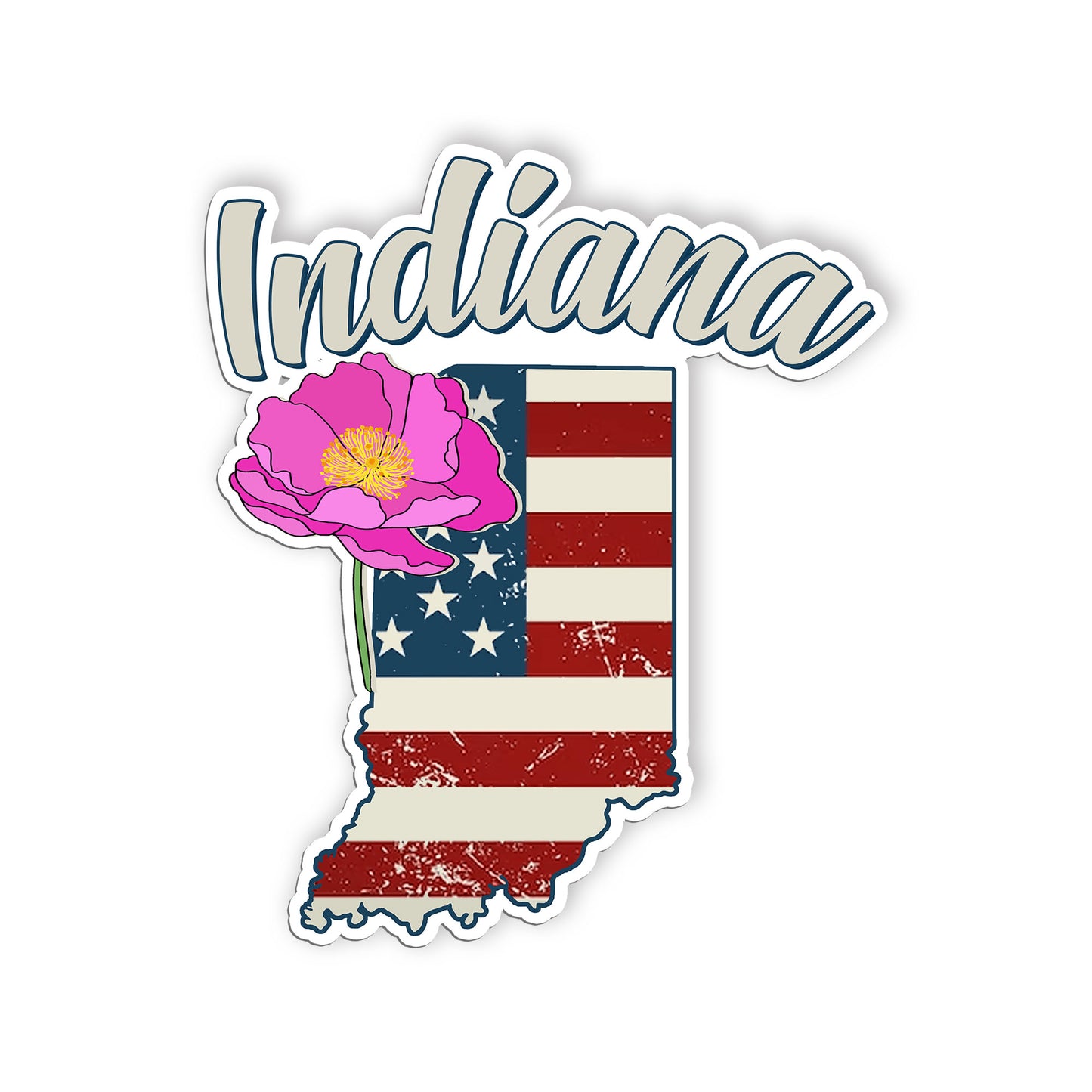 Indiana State Flowers Stickers  US State Shaped Map Stickers, Vintage American F