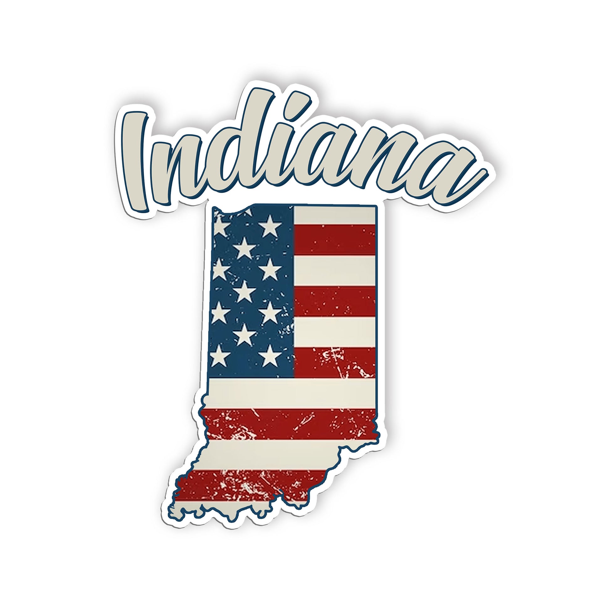 Indiana Stickers  US State Shaped Map Stickers, Vintage American Flag Patriotic 