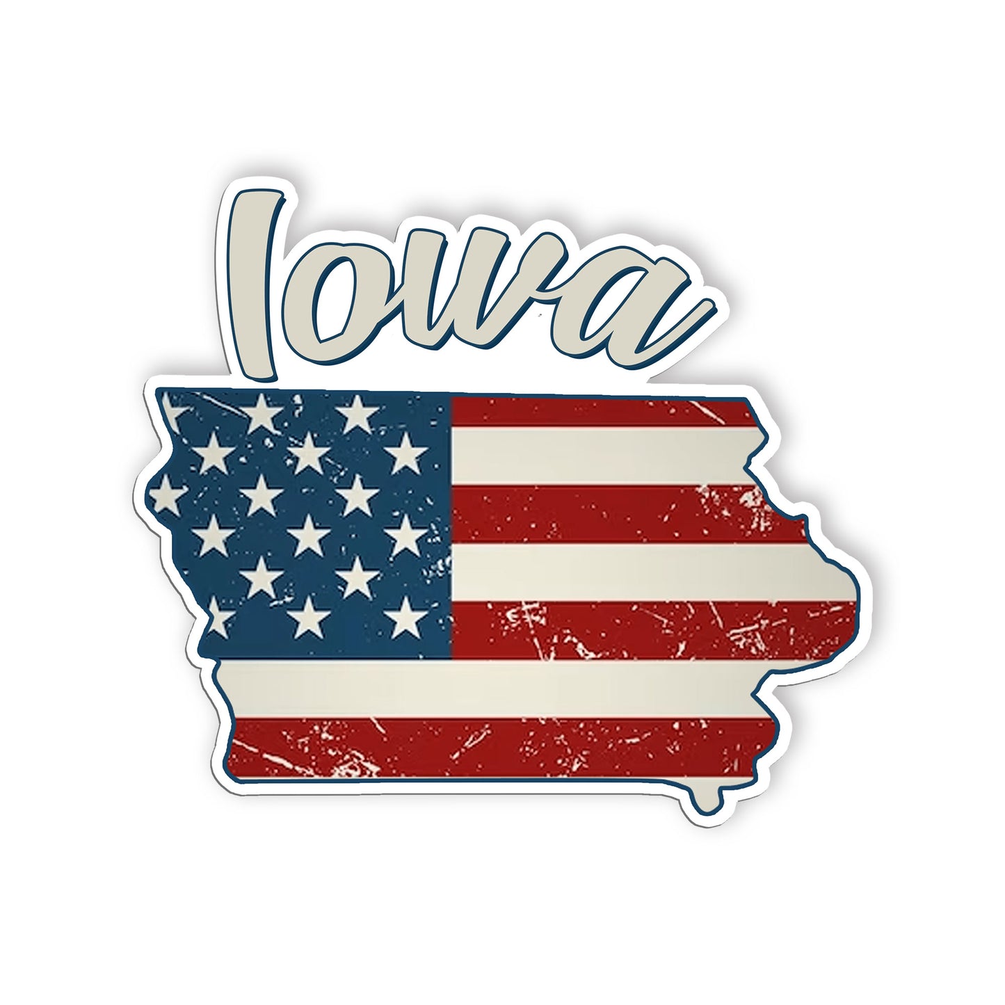 Iowa Stickers  US State Shaped Map Stickers, Vintage American Flag Patriotic Vin