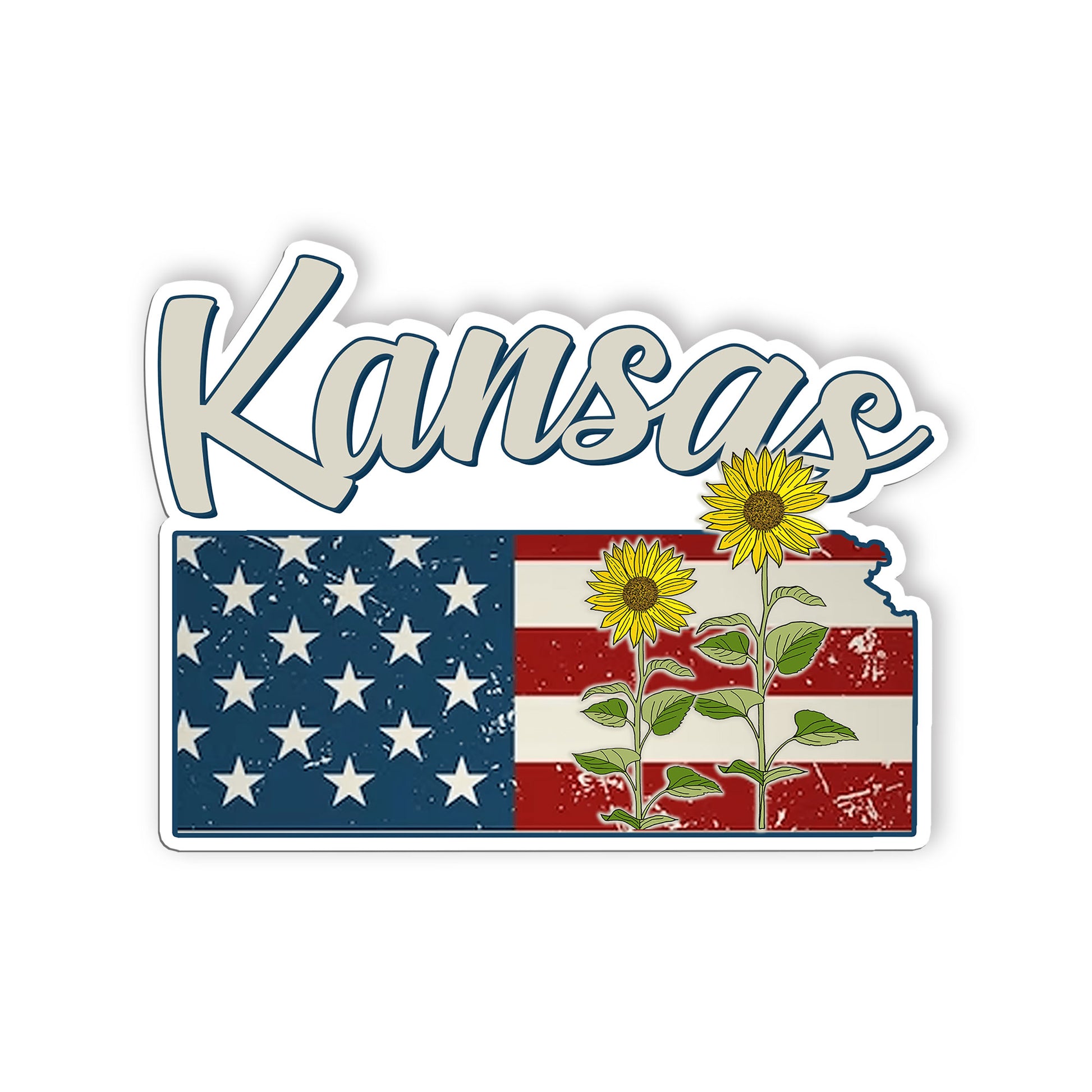 Kansas State Flowers Stickers  US State Shaped Map Stickers, Vintage American Fl