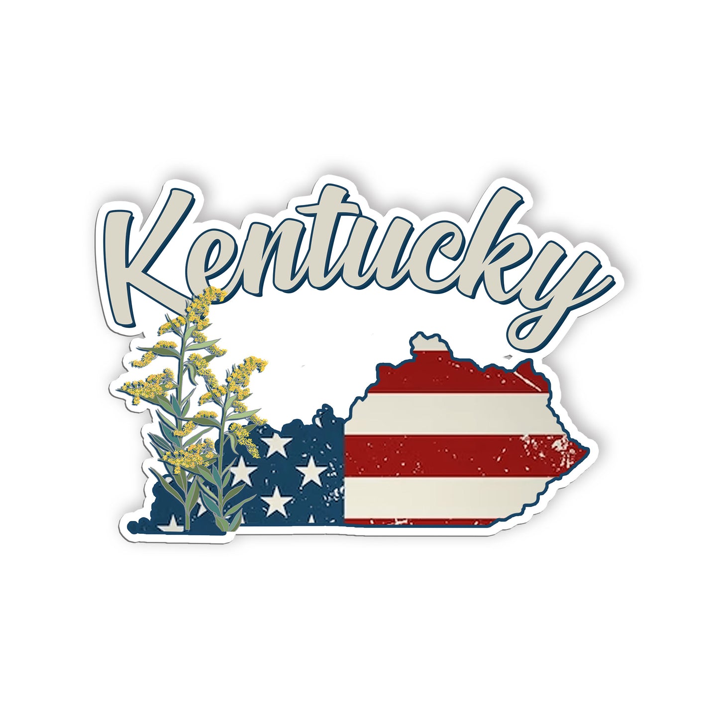 Kentucky State Flowers Stickers  US State Shaped Map Stickers, Vintage American 