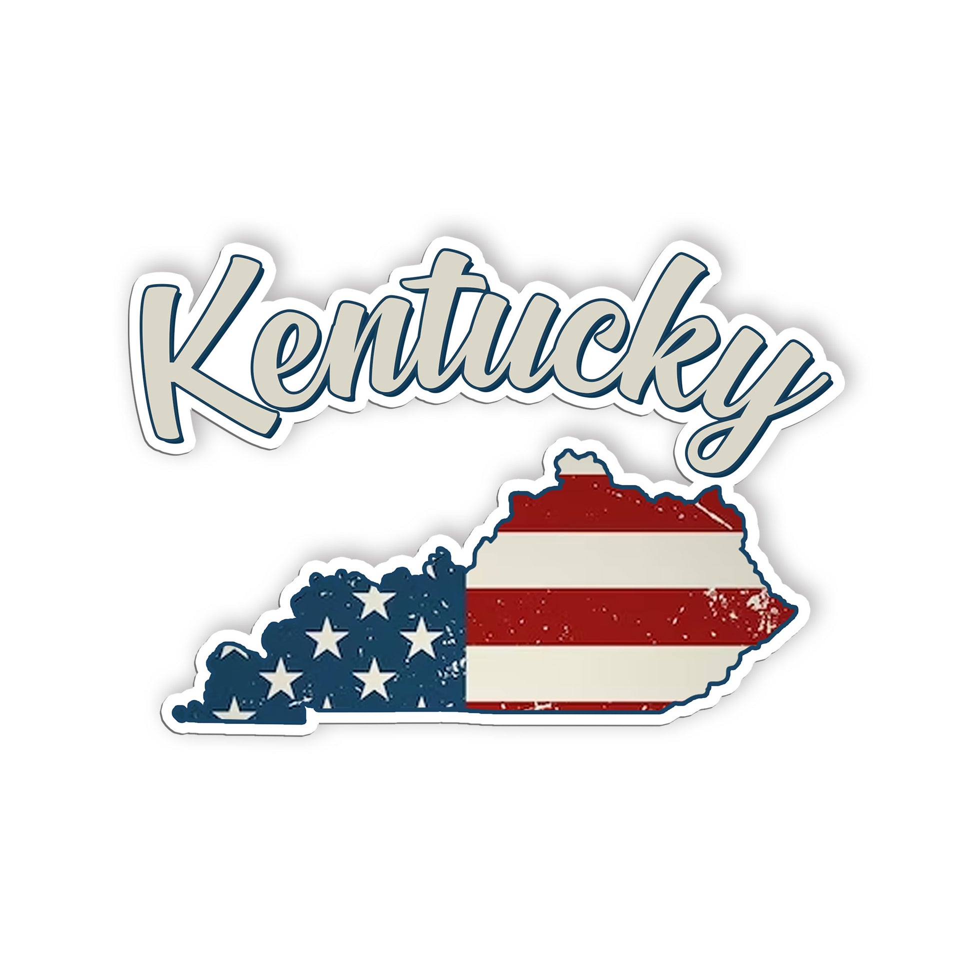 Kentucky Stickers  US State Shaped Map Stickers, Vintage American Flag Patriotic