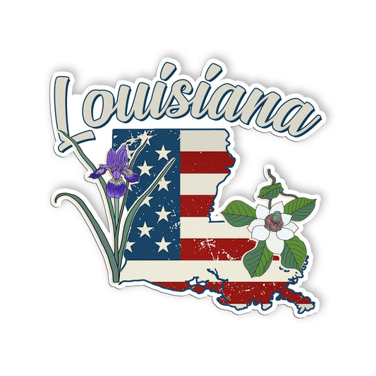 Louisiana State Flowers Stickers  US State Shaped Map Stickers, Vintage American