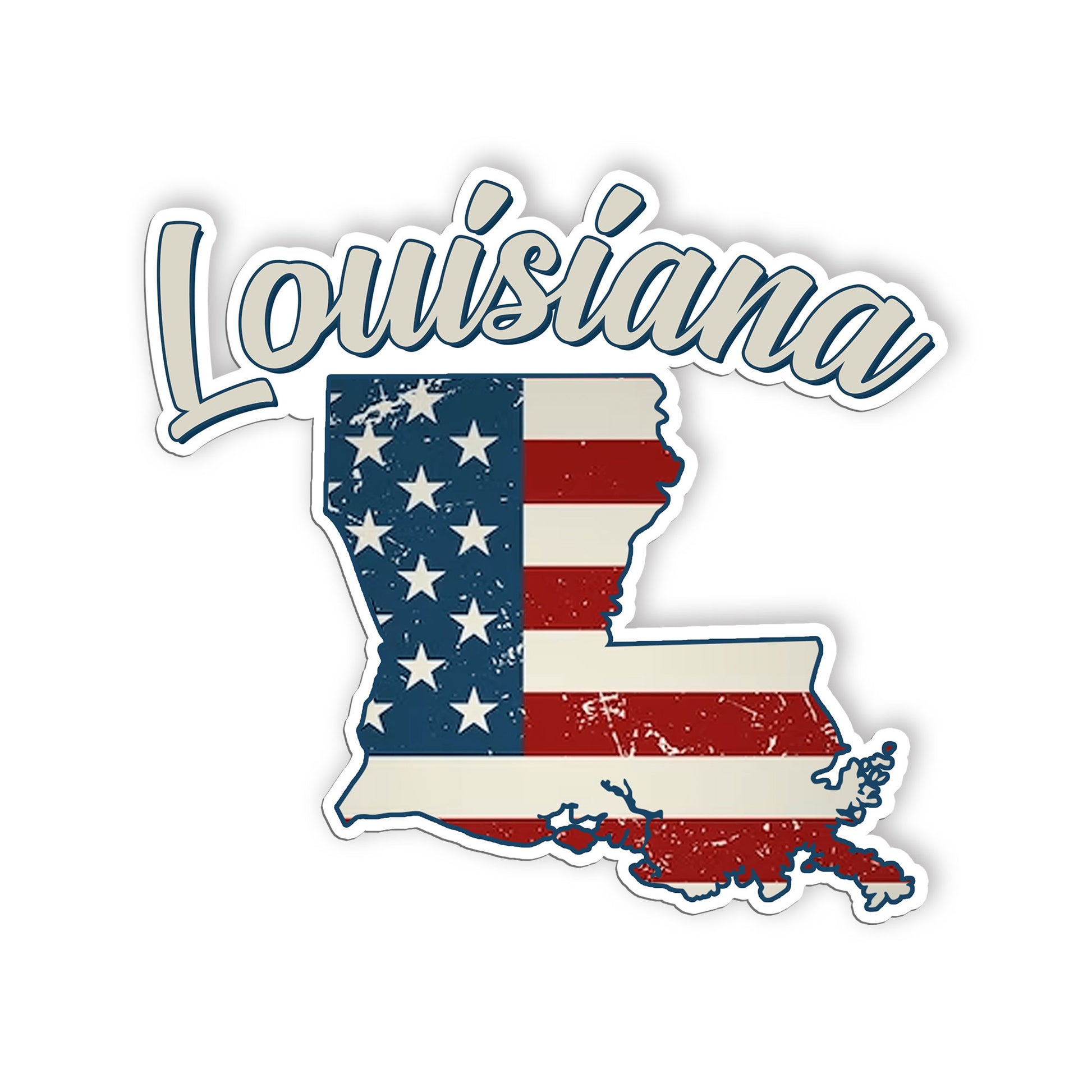 Louisiana Stickers  US State Shaped Map Stickers, Vintage American Flag Patrioti