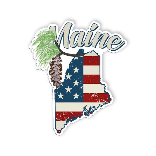 Maine State Flowers Stickers  US State Shaped Map Stickers, Vintage American Fla
