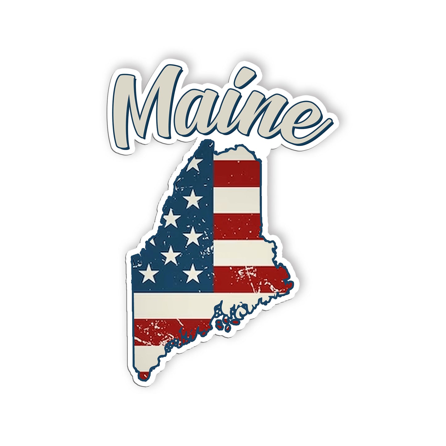 Maine Stickers  US State Shaped Map Stickers, Vintage American Flag Patriotic Vi