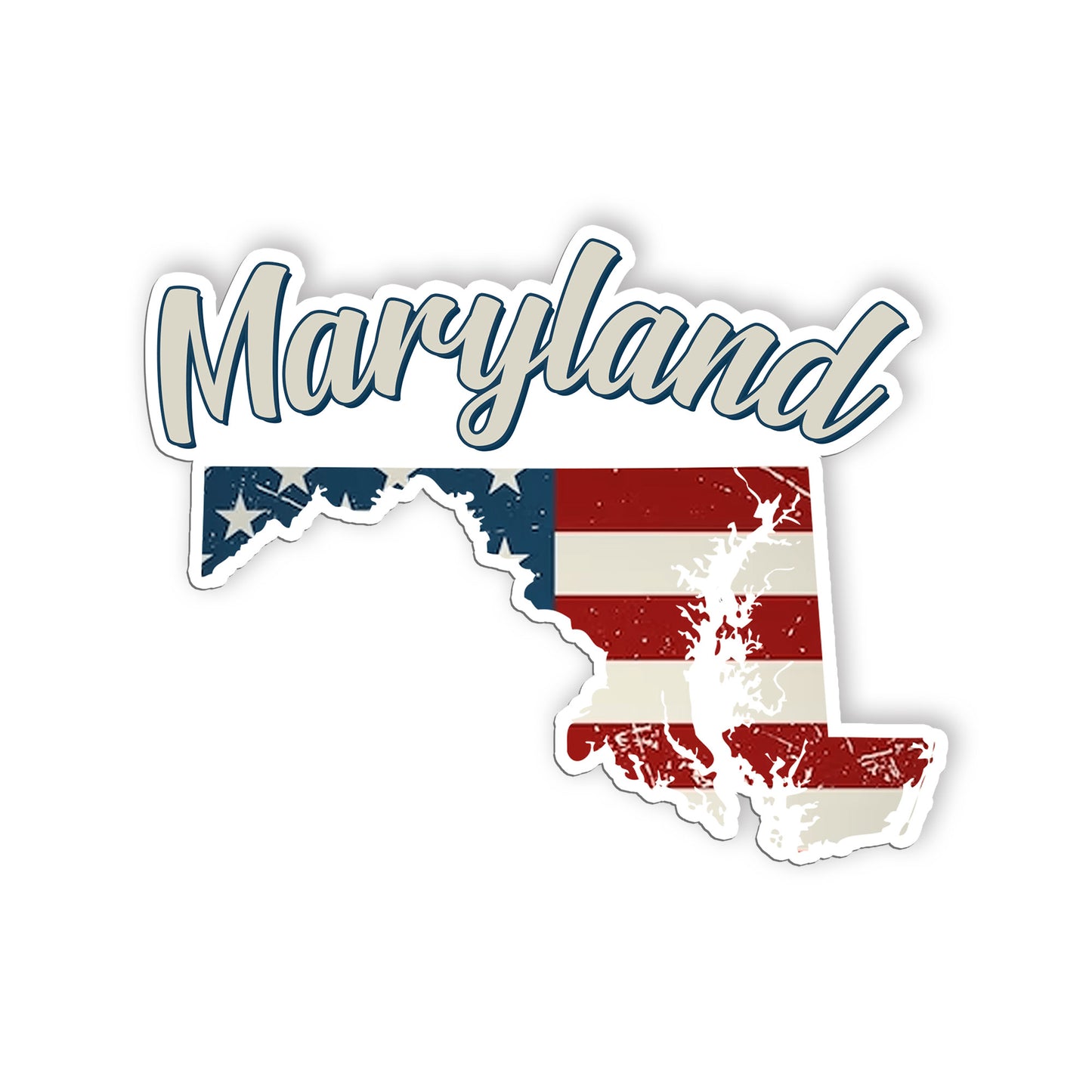 Maryland Stickers  US State Shaped Map Stickers, Vintage American Flag Patriotic