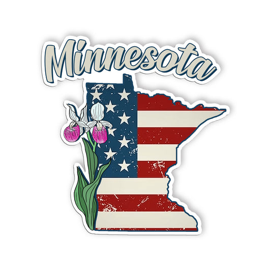 Minnesota State Flower Stickers  US State Shaped Map Stickers, Vintage American 