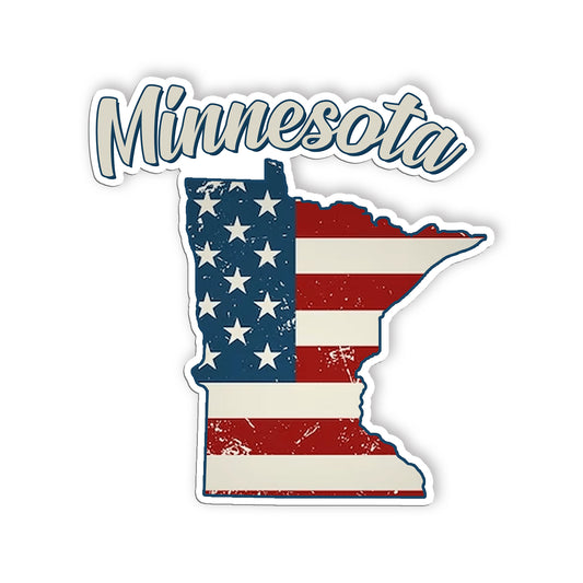 Minnesota Stickers  US State Shaped Map Stickers, Vintage American Flag Patrioti