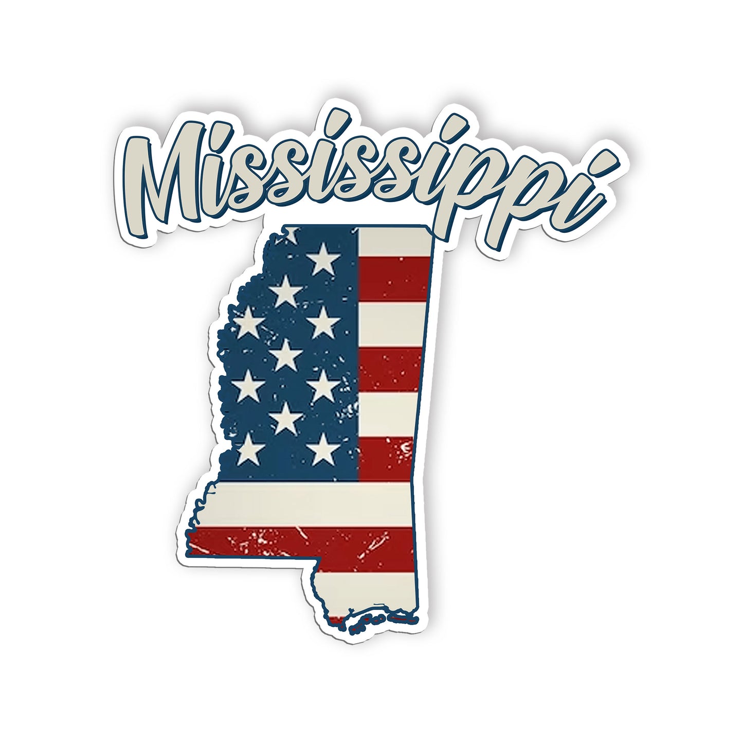 Mississippi Stickers  US State Shaped Map Stickers, Vintage American Flag Patrio