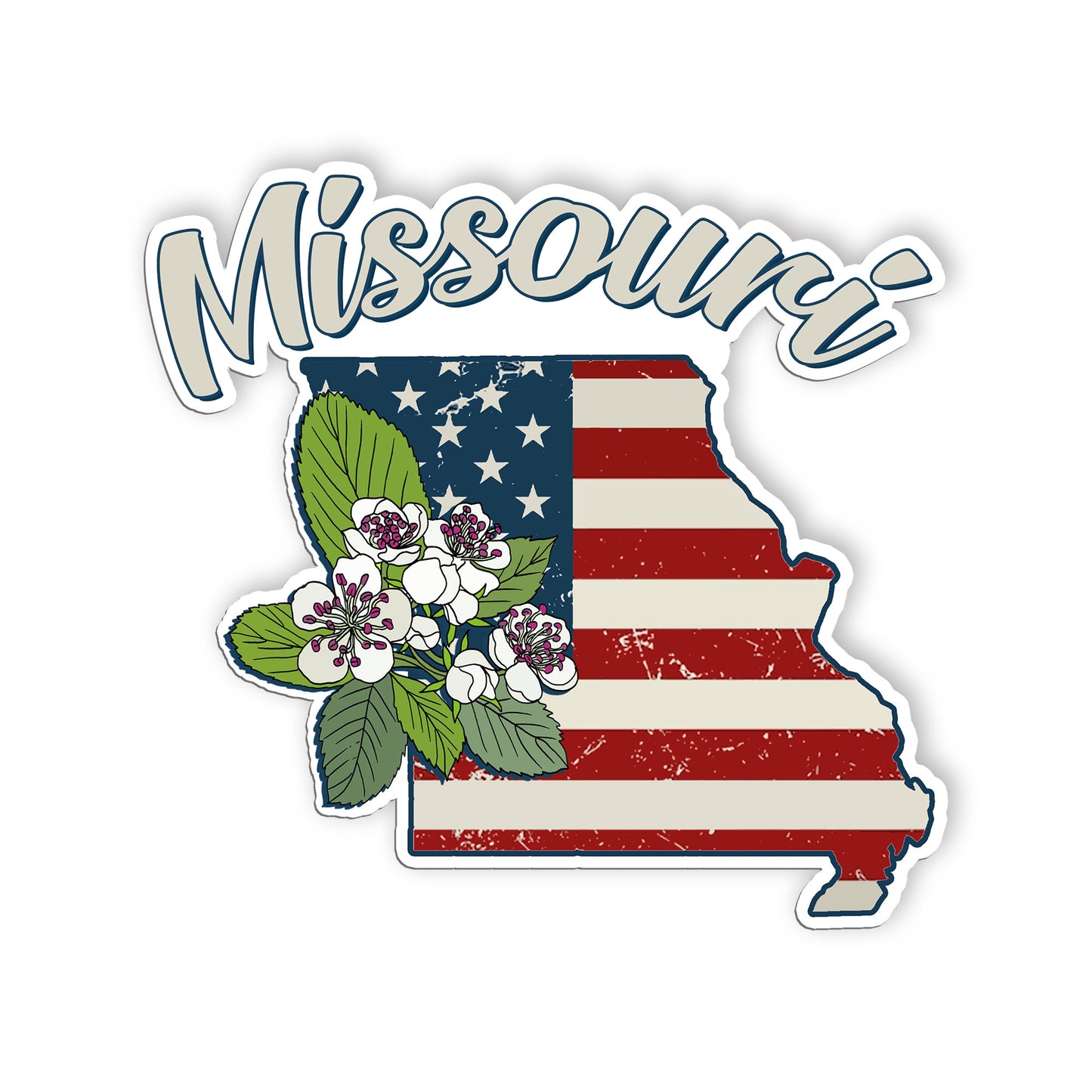 Missouri State Flowers Stickers  US State Shaped Map Stickers, Vintage American 