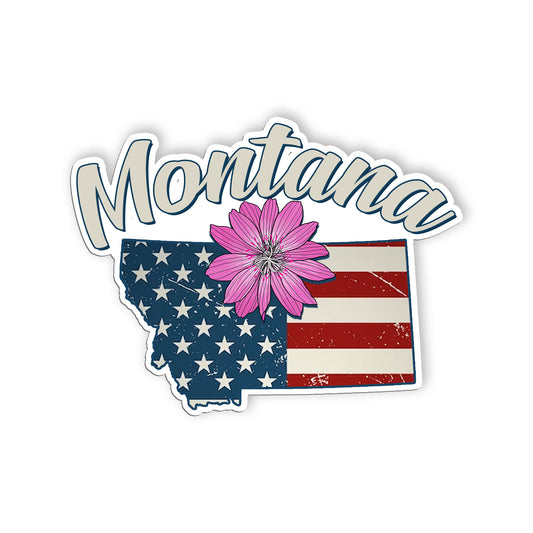 Montana State Flowers Stickers  US State Shaped Map Stickers, Vintage American F