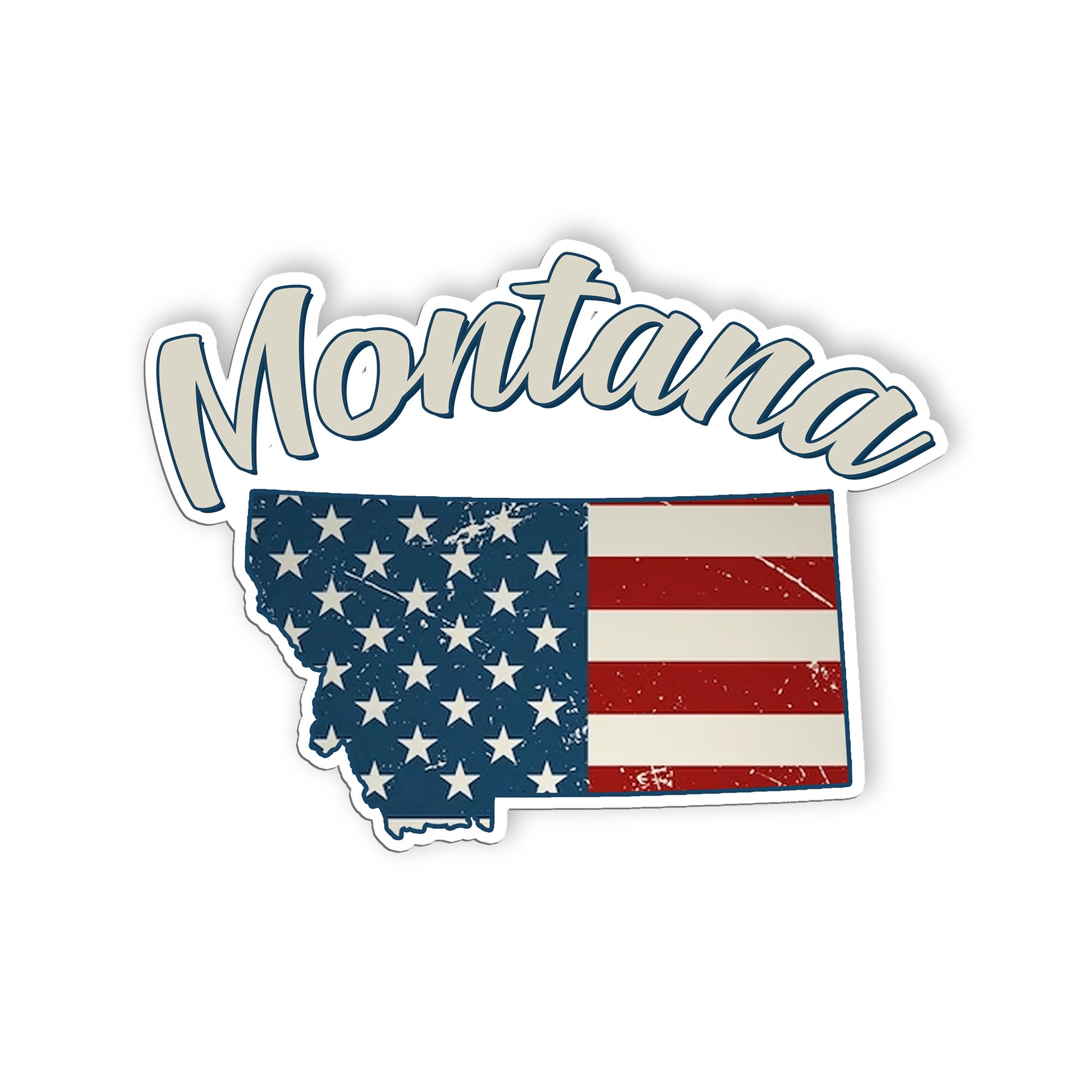 Montana Stickers  US State Shaped Map Stickers, Vintage American Flag Patriotic 