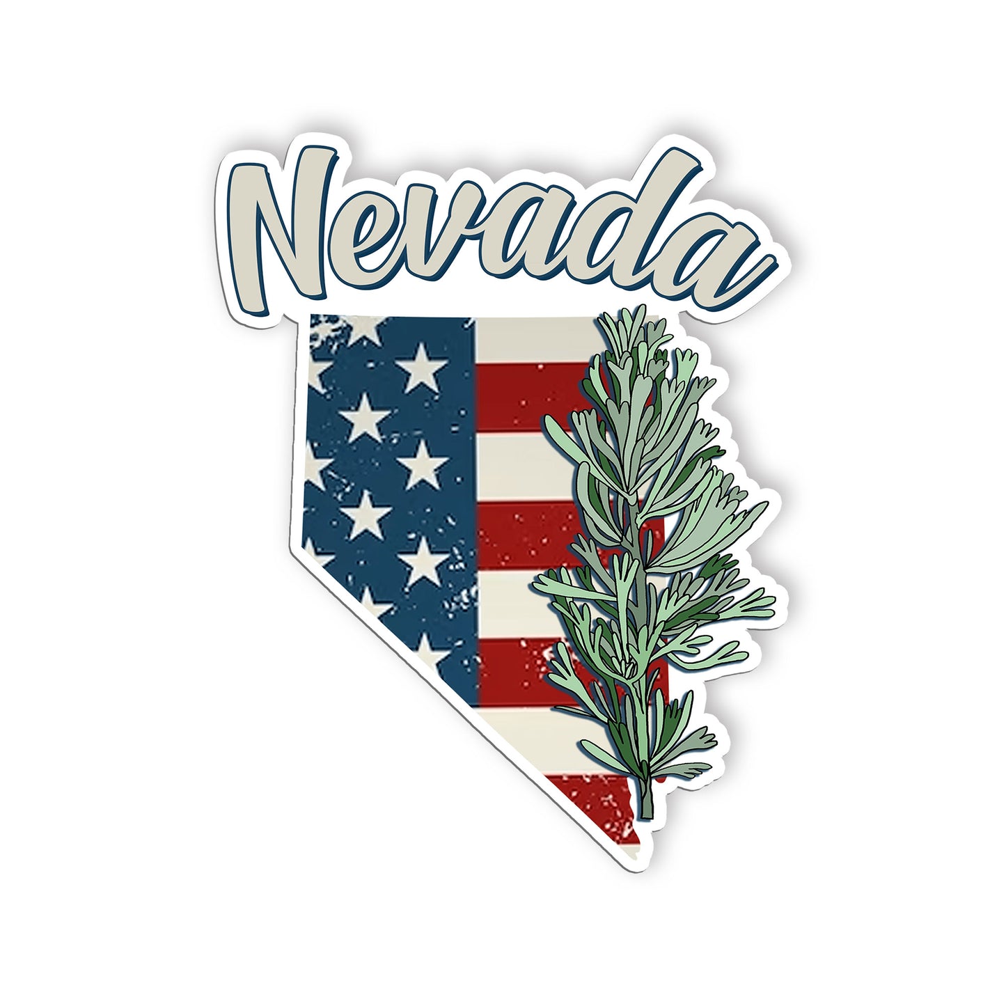 Nevada State Flowers Stickers  US State Shaped Map Stickers, Vintage American Fl