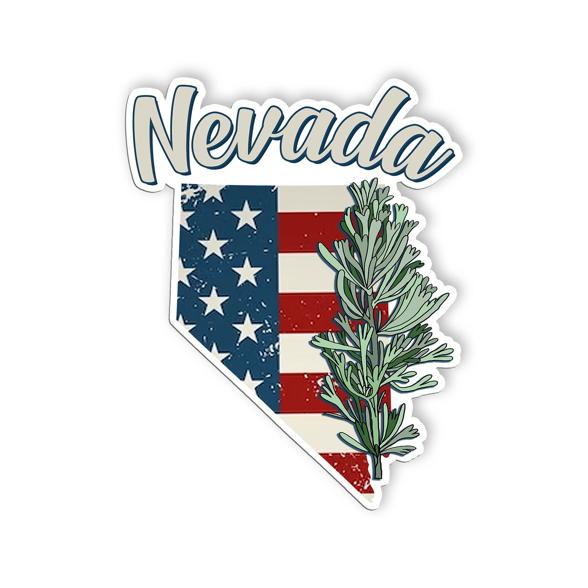Nevada State Flowers Stickers  US State Shaped Map Stickers, Vintage American Fl