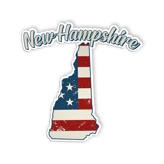 New Hampshire Stickers  US State Shaped Map Stickers, Vintage American Flag Patr