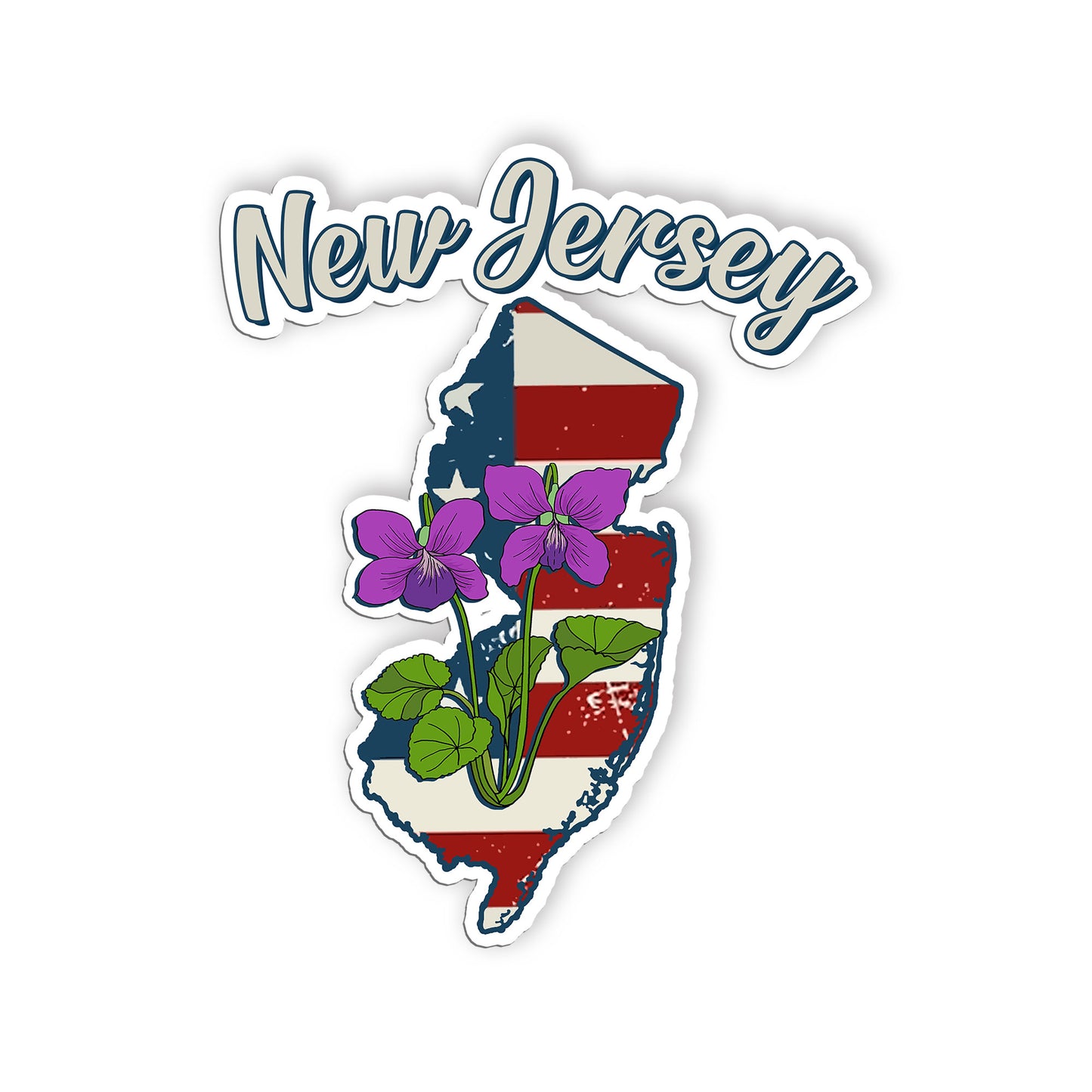 New Jersey State Flowers Stickers  US State Shaped Map Stickers, Vintage America