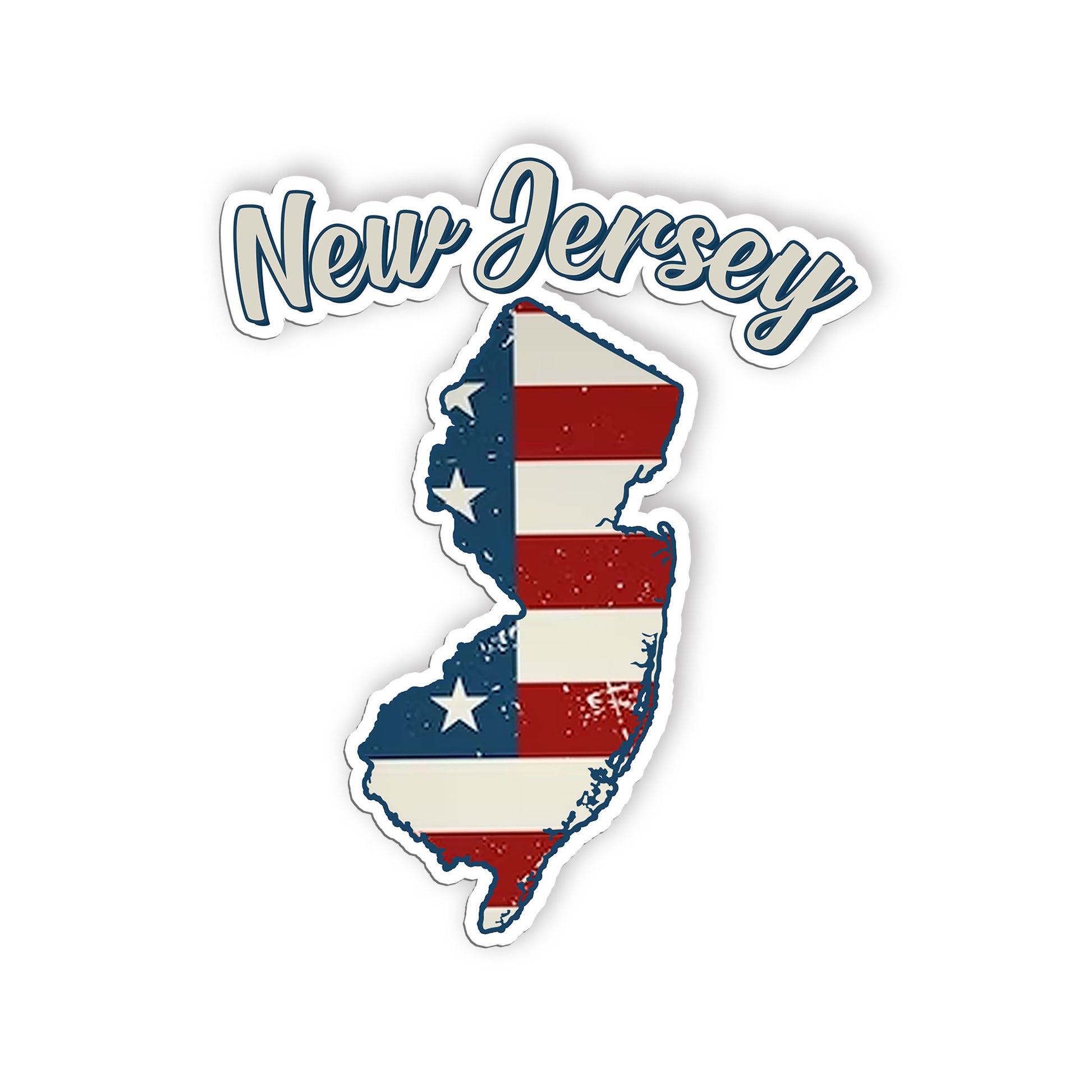 New Jersey Stickers  US State Shaped Map Stickers, Vintage American Flag Patriot