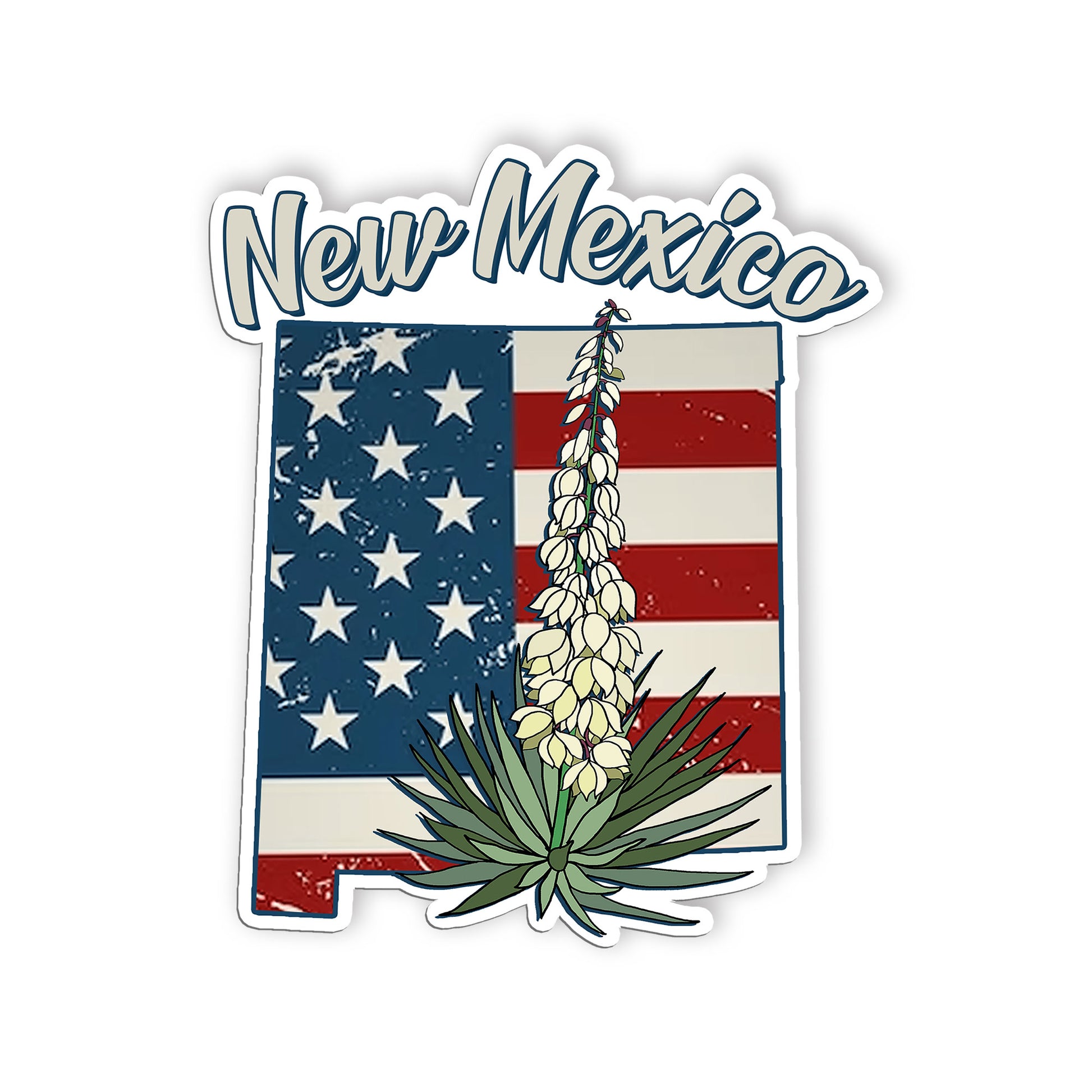 New Mexico State Flowers Stickers  US State Shaped Map Stickers, Vintage America