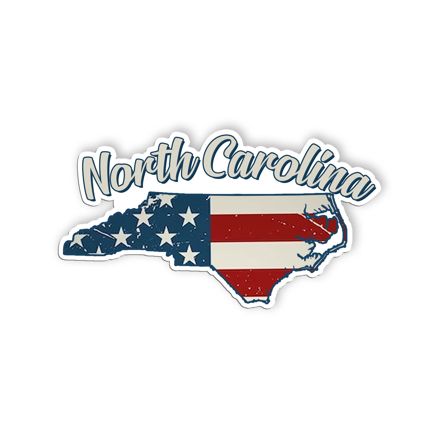 North Carolina Stickers  US State Shaped Map Stickers, Vintage American Flag Pat